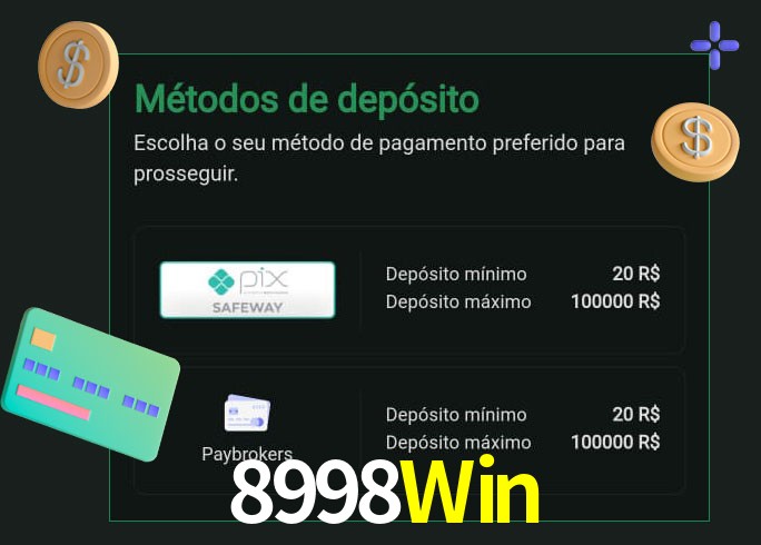 O cassino 8998Win oferece uma grande variedade de métodos de pagamento